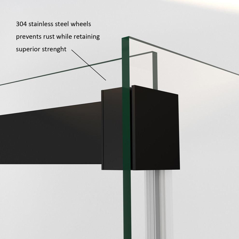 Spezia Double Sliding Frameless Shower Door, Matt Black, 56" W X 76" H