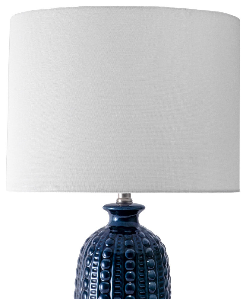 Nuloom 30" Polona Ceramic Linen Shade Table Lamp, Navy