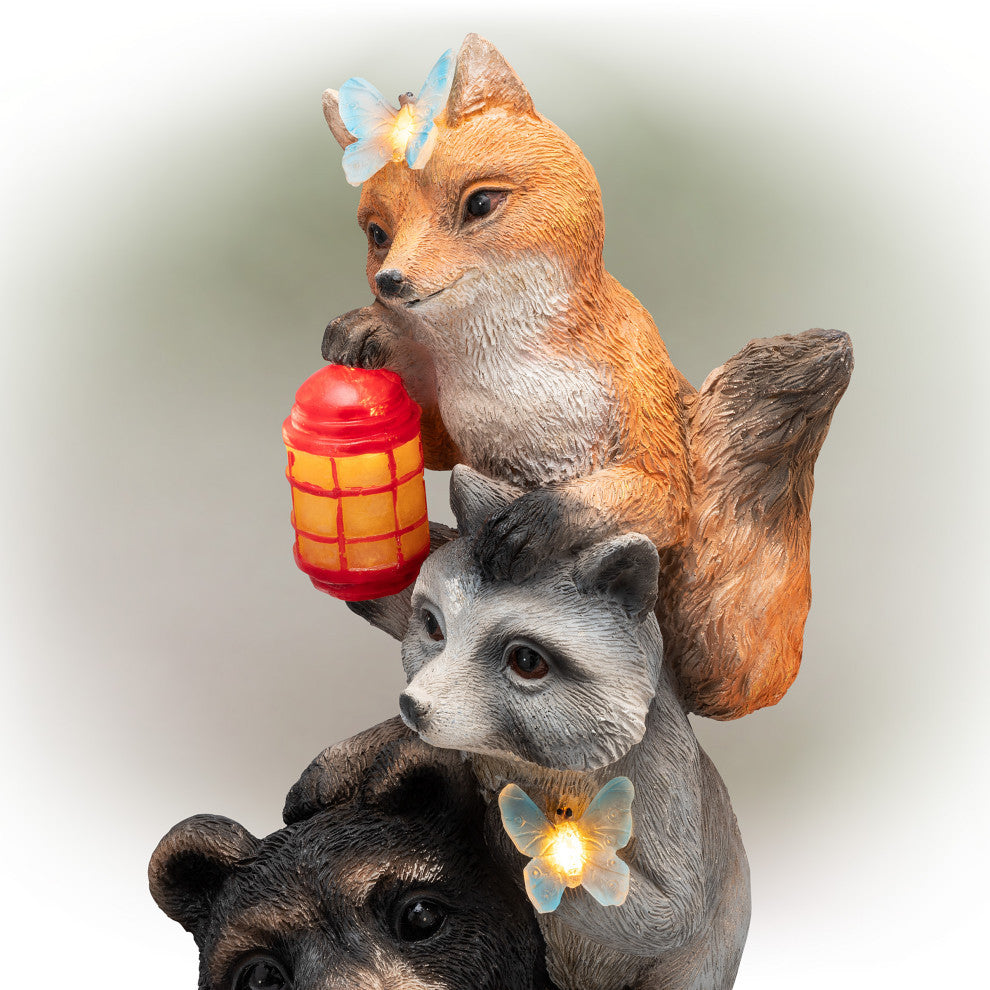 Solar Nature Pals Statue with Butterflies and LED Lights