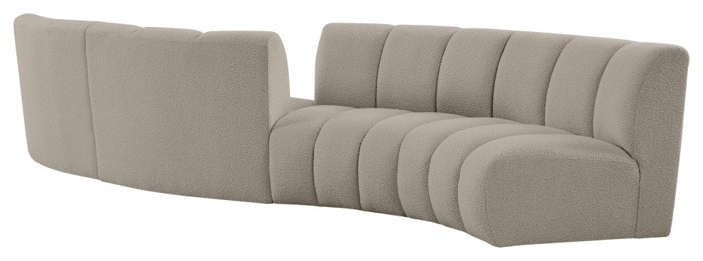 Infinity Boucle Fabric Upholstered 4-Piece S-Shaped Modular Sectional, Brown