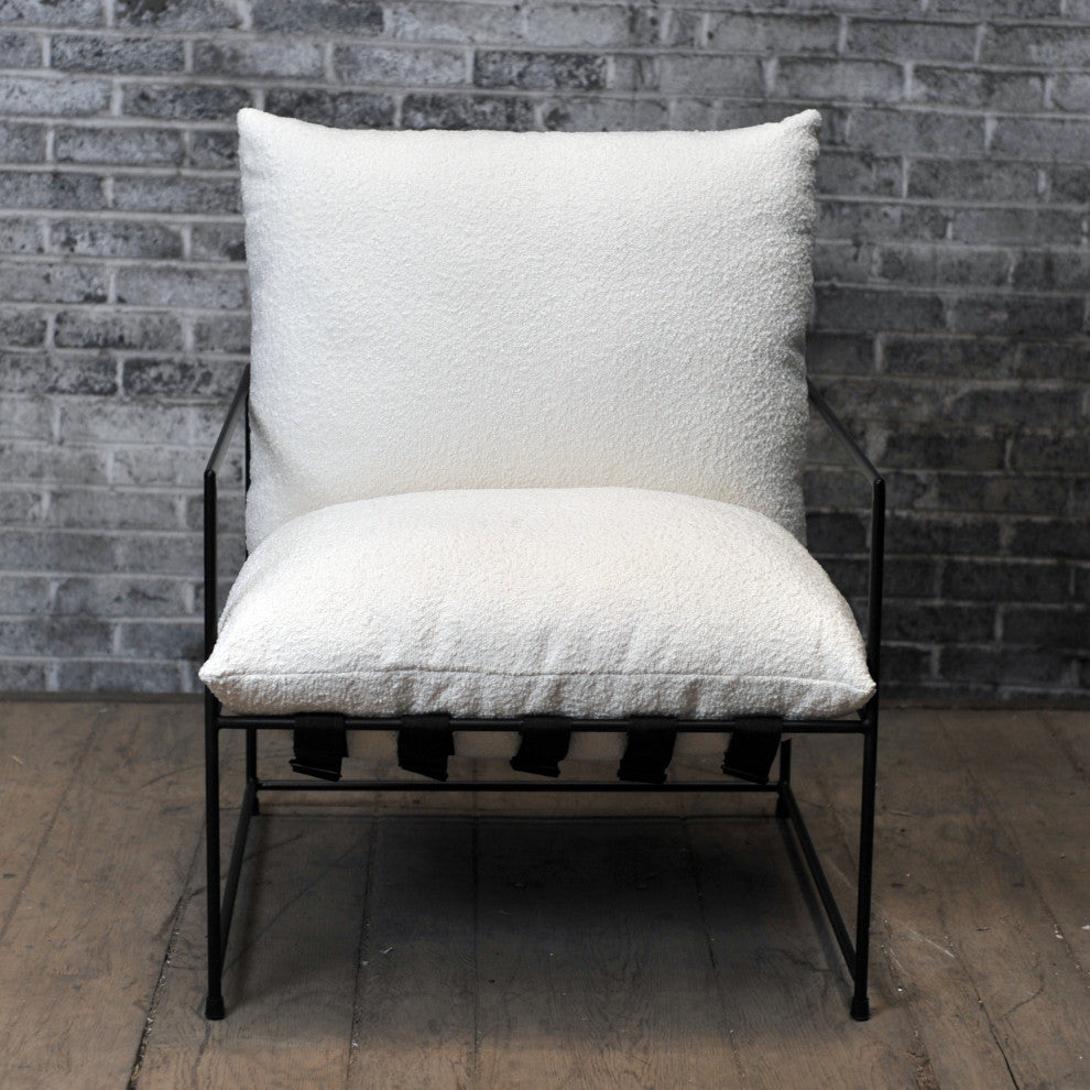 Trent Accent Chair, White Boucl
