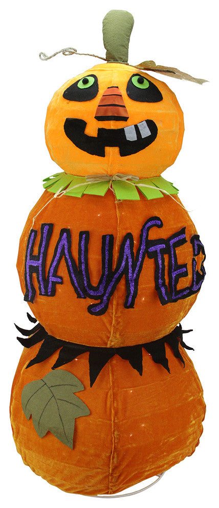 37" Battery Operated Three Pumpkin Stack, 50 Clear Lights