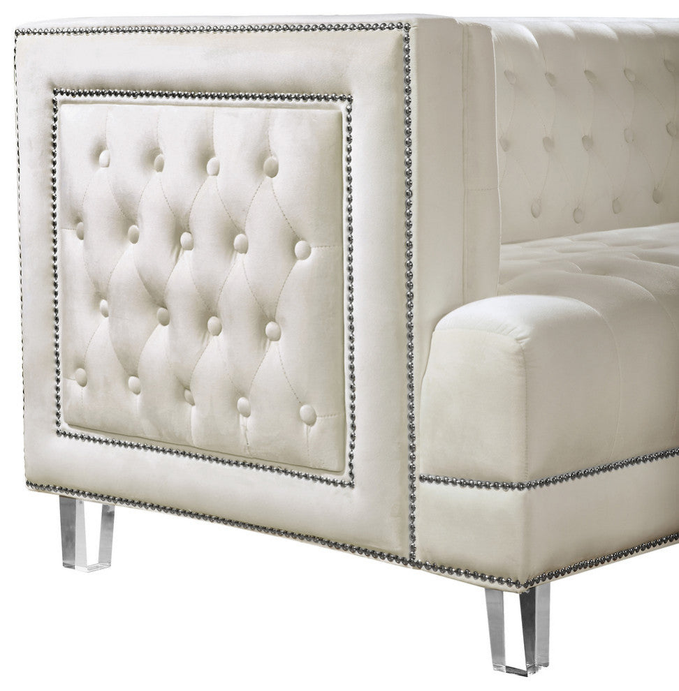 Lucas Velvet Upholstered Chair, Cream