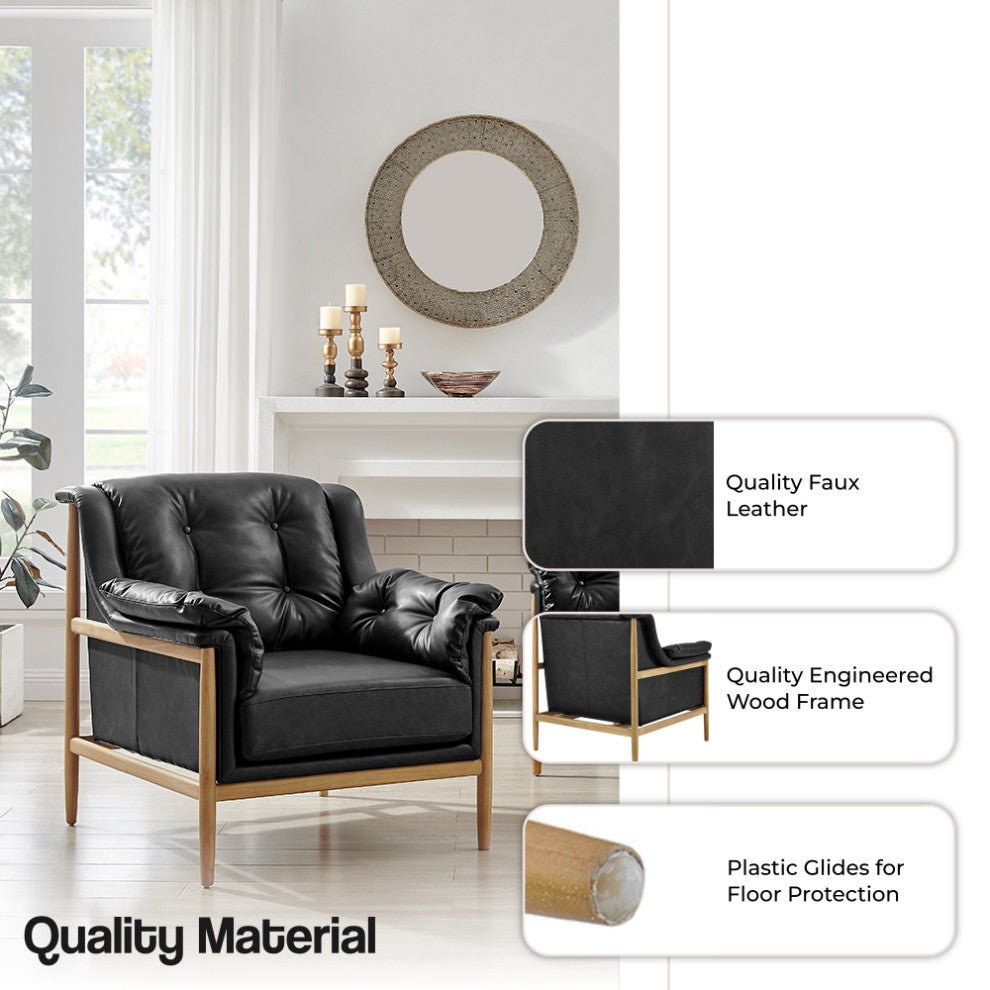 Larry Tufted Accent Arm Chair, Casa Black