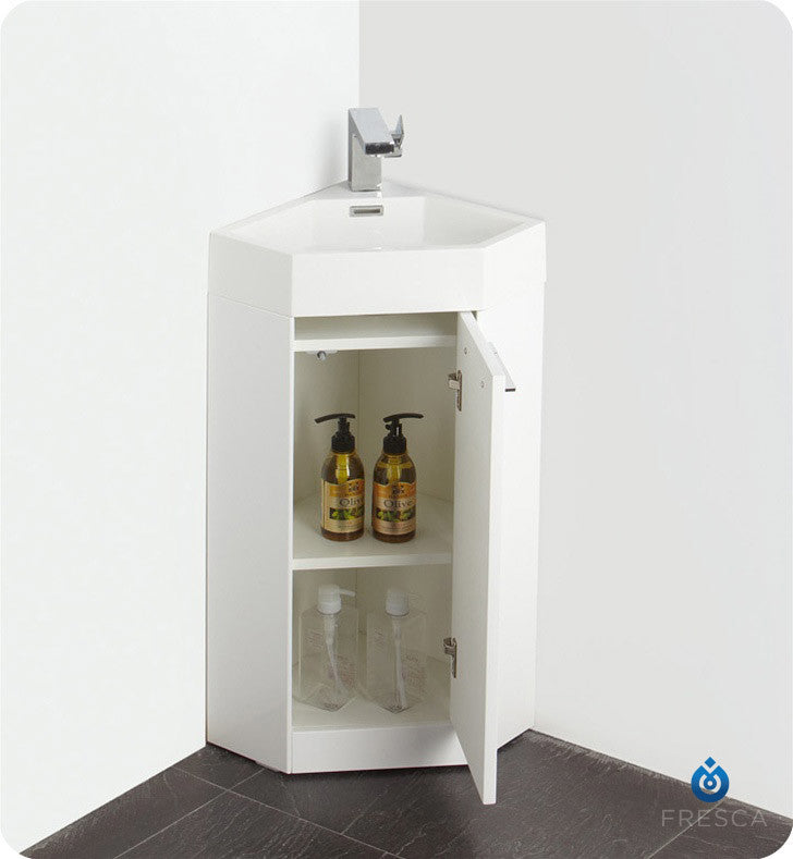 Fresca Coda 14" White Modern Corner Bathroom Vanity