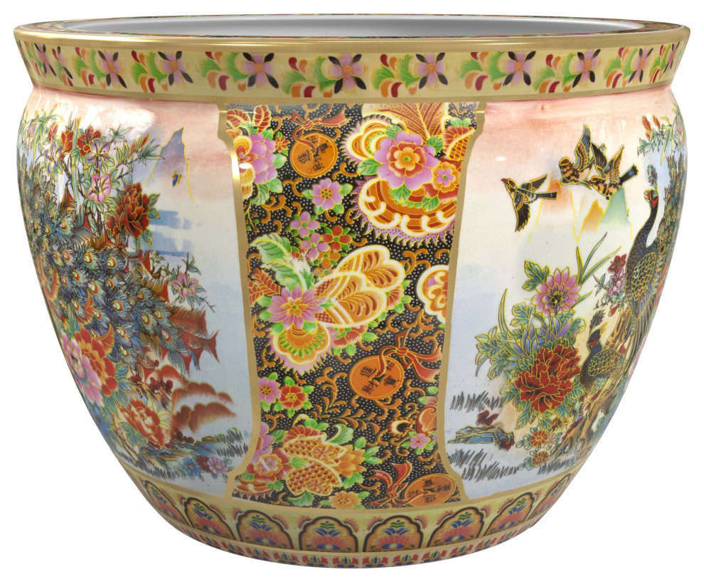14" Famille Rose Porcelain Fishbowl