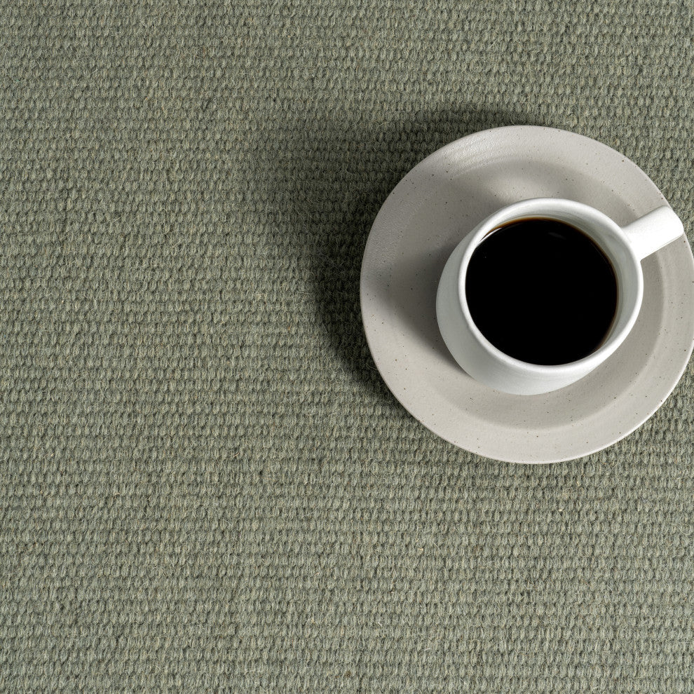 Elowen Double Striped Wool Area Rug, Sage Green 5'x8'