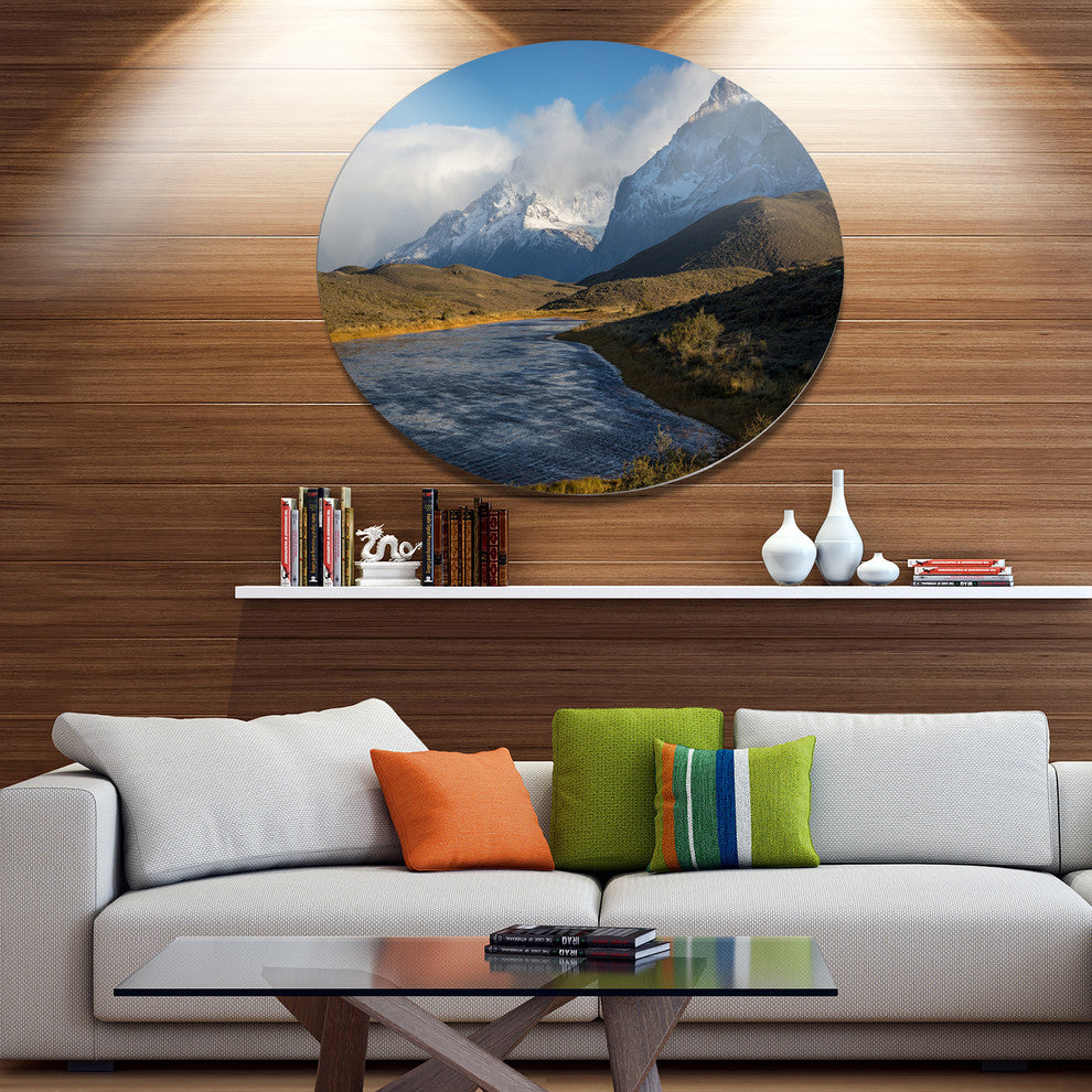 Beautiful View Of Torres Del Paine, Beach Round Wall Art, 11"
