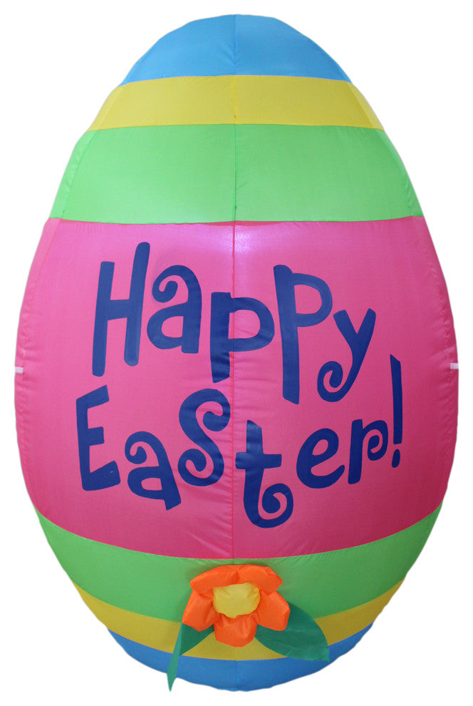 Tall Easter Inflatable Giant Egg With Flower, 4'