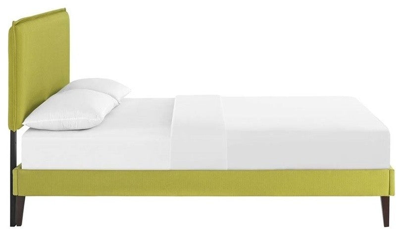 Modway Camille Queen Fabric Platform Bed With Squared Tapered Legs, Wheatgrass