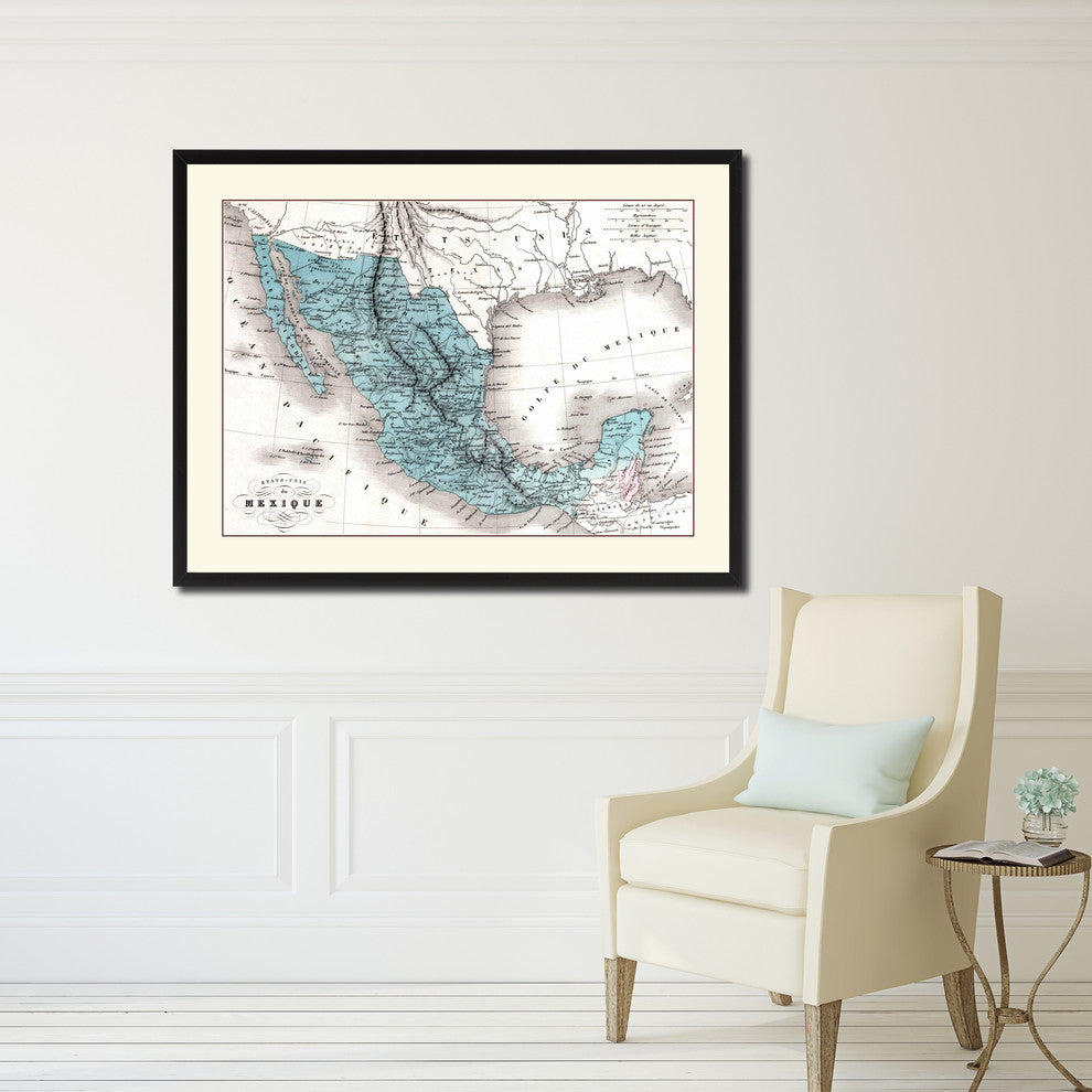 Mexico Vintage Antique Map Wall Art, 16"x21"