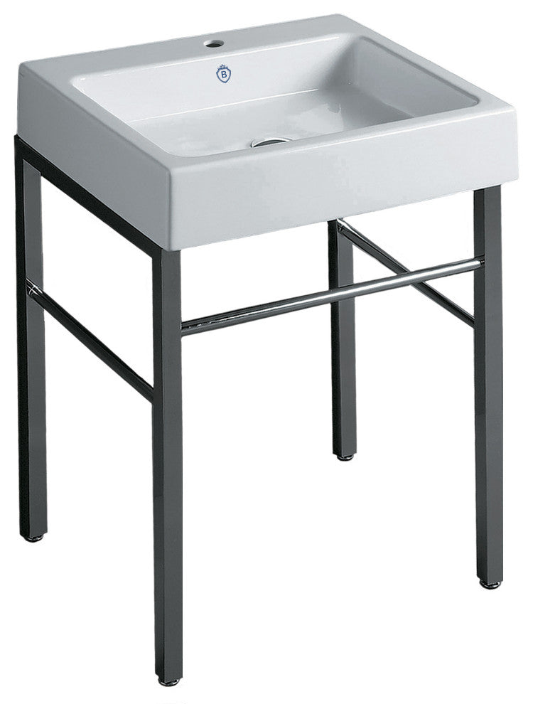 Whitehaus B-U60-DUCG1-A06-1 Rectangular Sink Console with Front Towel Bar