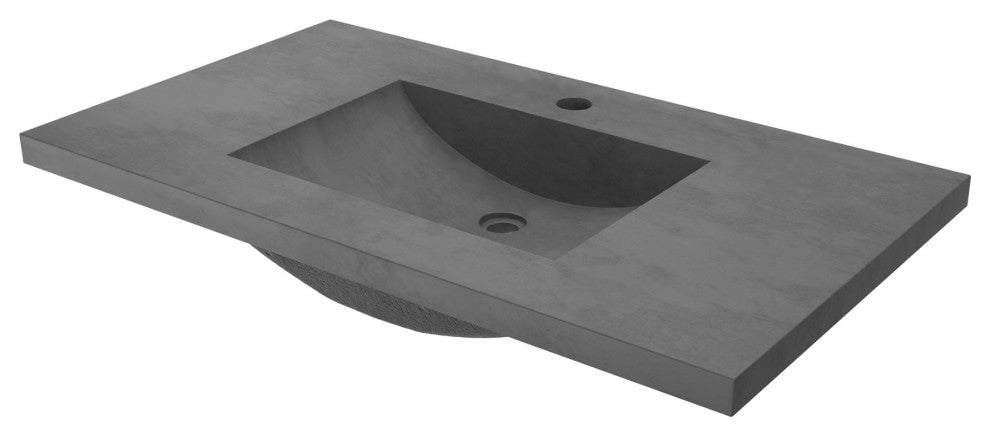 Palomar Vanity Top and Integral Sink, Slate, 36", Single Faucet Cutout