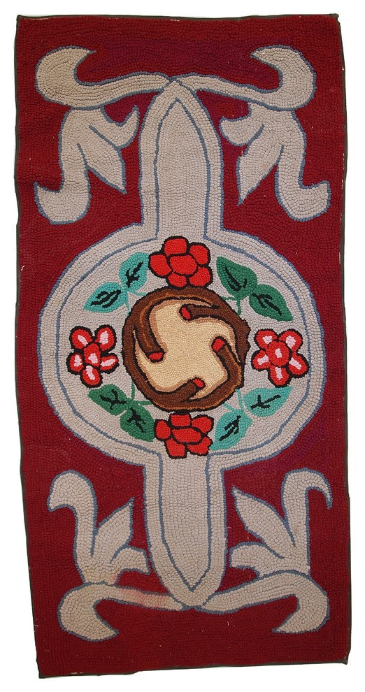 Consigned, Hand Made Antique American Hooked Rug 2,2'x4,4', 1930