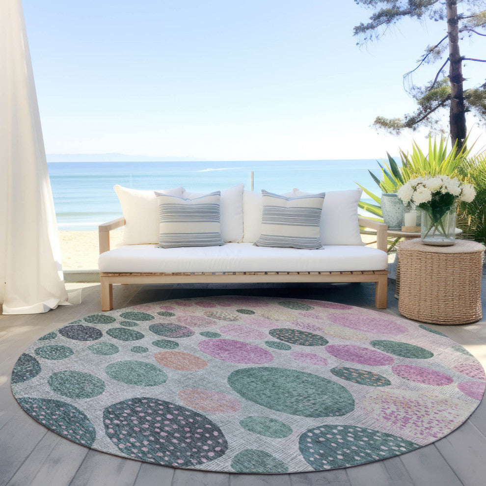 Machine Washable Indoor/Outdoor Chantille ACN1899 Cactus 8' x 8' Round Rug