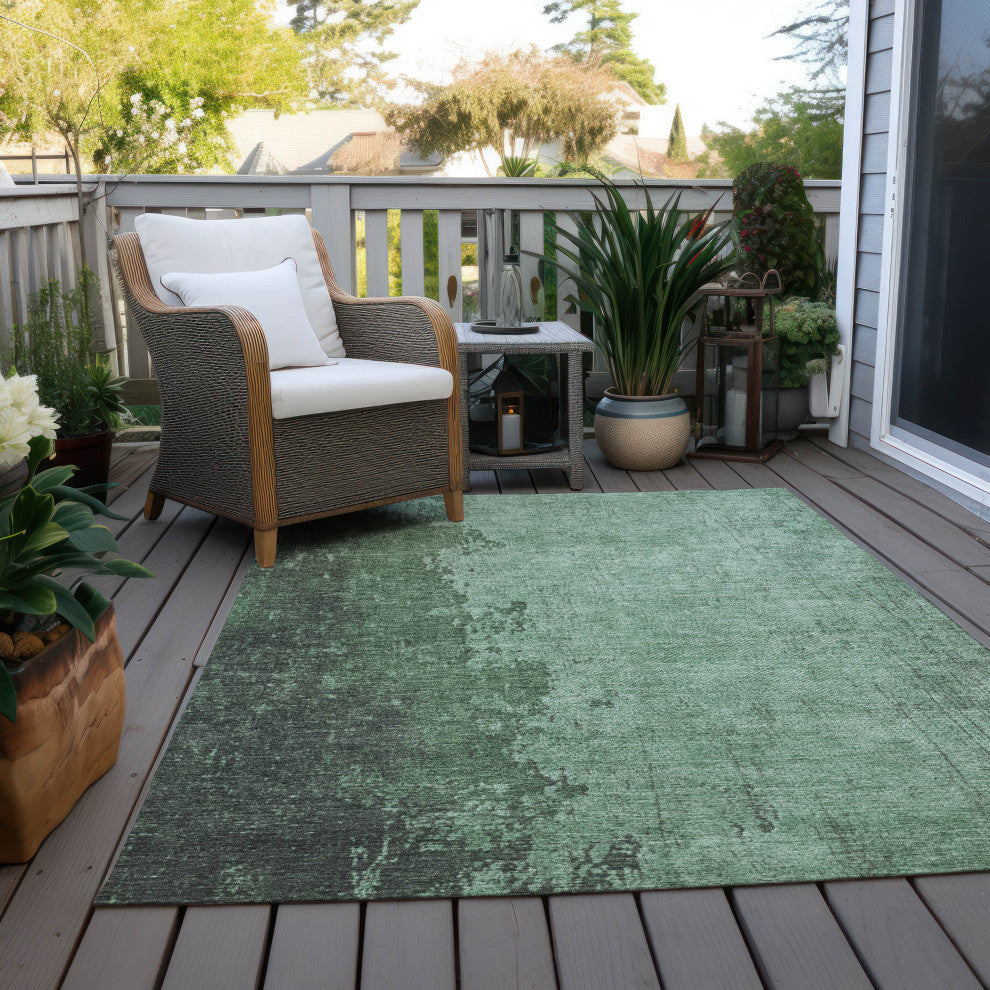 Machine Washable Indoor/Outdoor Chantille ACN1912 Teal 3' x 5' Rug