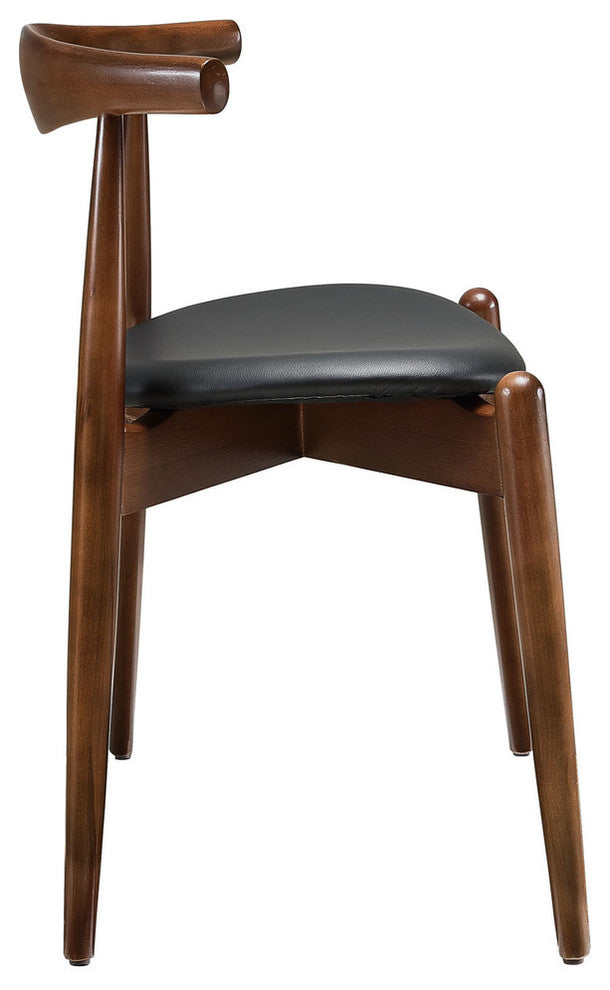 Modern Contemporary Kitchen Dining Chairs and Table Set of 5 Walnut Black