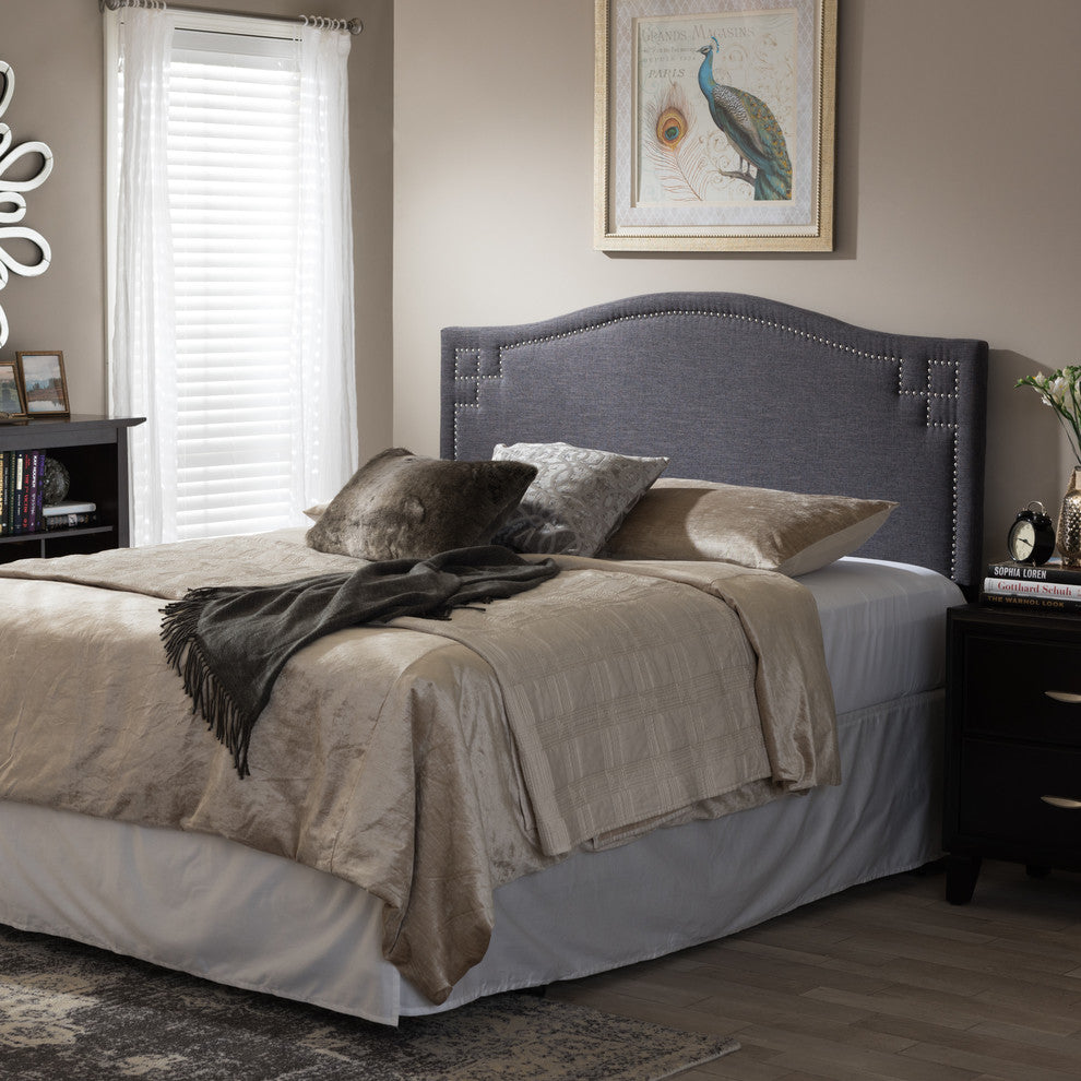 Aubrey Modern Dark Gray Fabric Upholstered Full Size Headboard