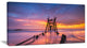 "Broken Wooden Bridge At Sunset" Sea Pier and Bridge Wall Art, 32"x16"