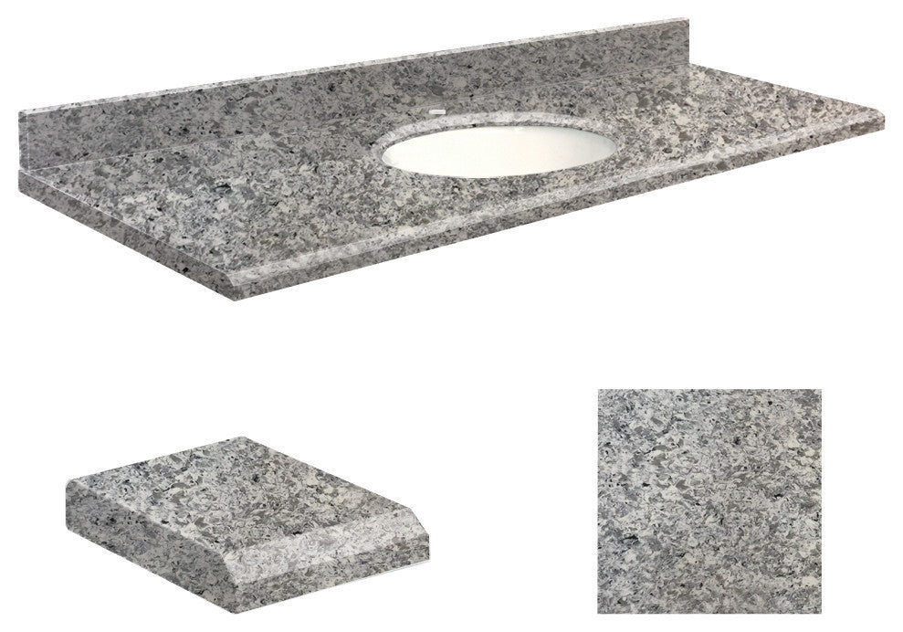 Quartz 61"x22" Vanity Top, 8" Contour, Overture, White Bowl