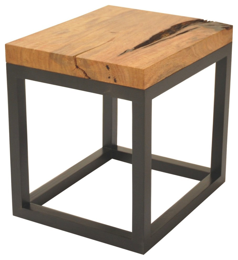 Reclaimed Wood Side Table, Mango Top
