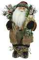 12" Country Santa In Brown With Gift and Sack