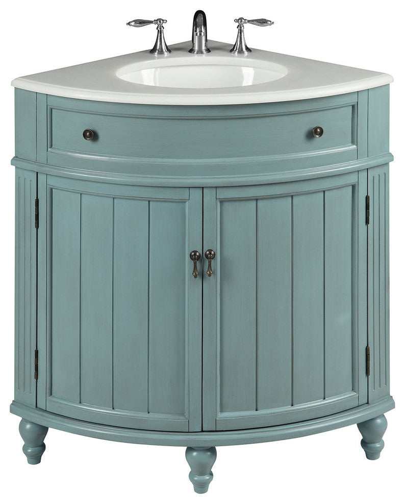 Vantage Corner Vanity, Light Blue, 24"