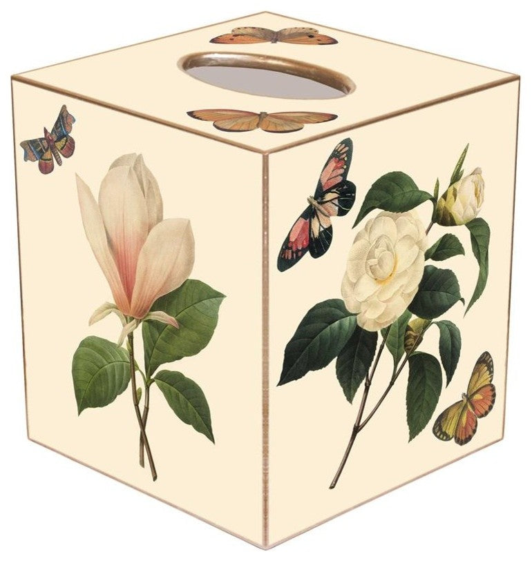 TB1-Ivory Magnolia & Peony Tissue Box Cover