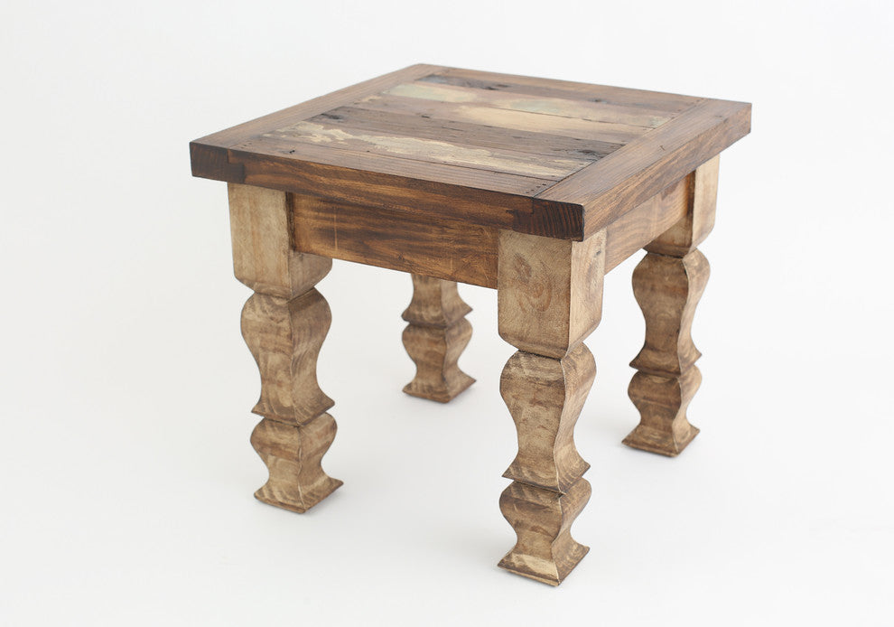 Rustic Old Door End Table, Antique White