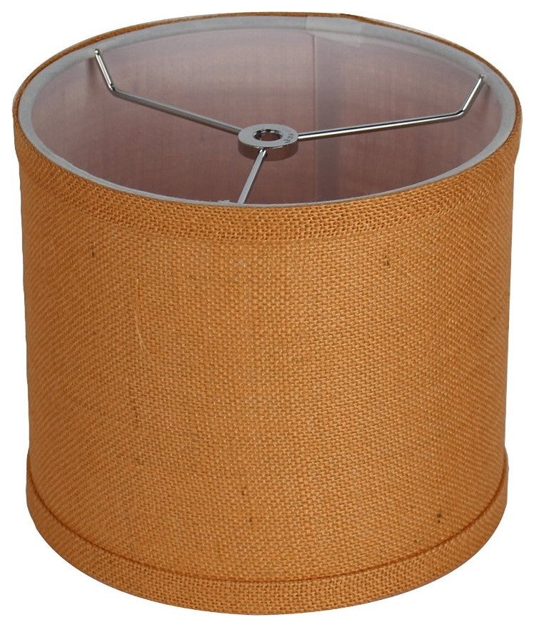Classic Drum Burlap Lampshades, Tangerine, 8"