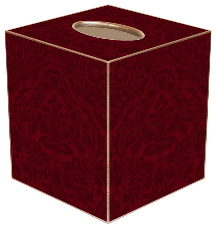 TB1715-Cranberry Damask Tissue Box Cover