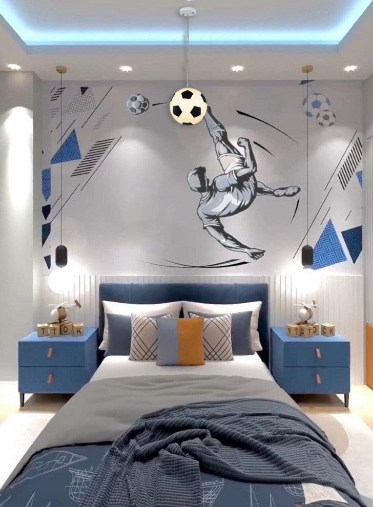 Soccer Ball Light Fixture With Adjustable Cord