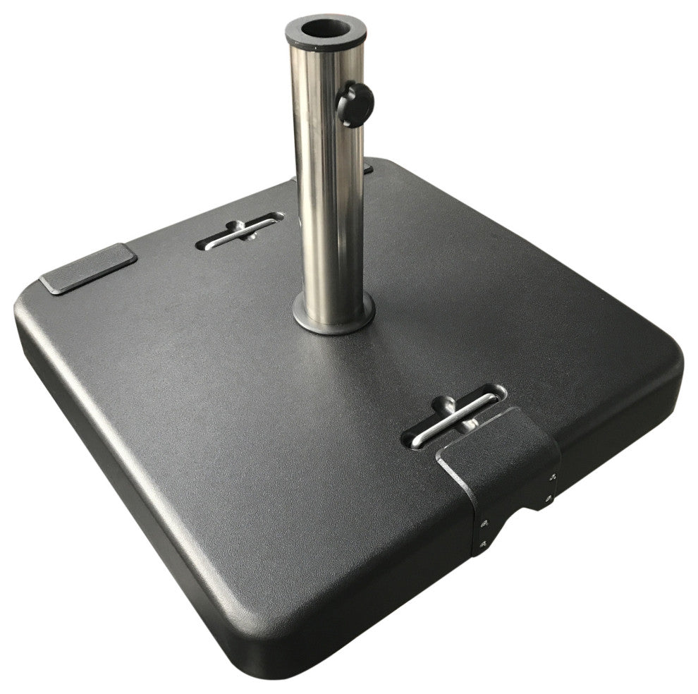 GDF Studio Larissa 119lb Concrete Square Umbrella Base With Steel Collar, Black