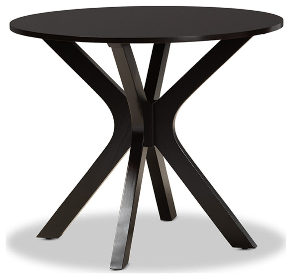 Kenji Modern Dark Brown Finished 35, Inch, Wide Round Wood Dining Table
