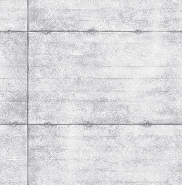 Concrete Industrial Grid Wallpaper, Neutral Gray, Sample