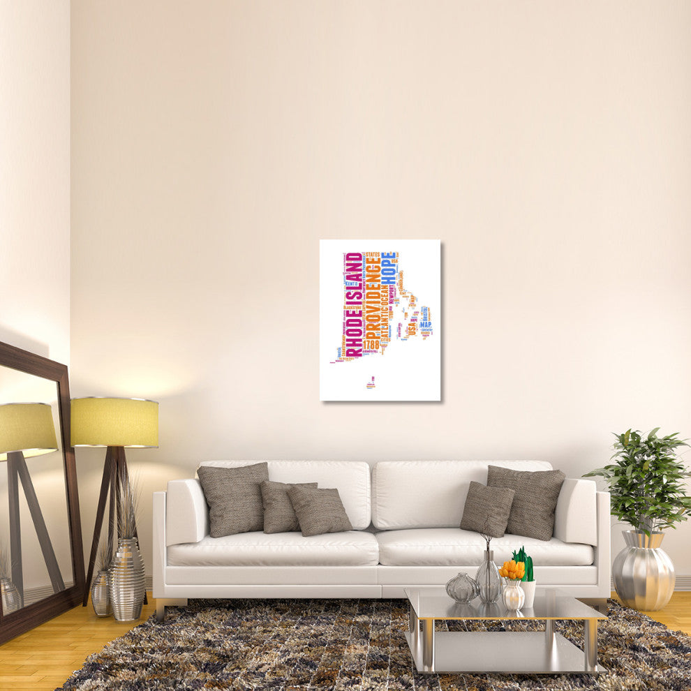"Rhode Island Word Cloud Map" Fine Art Print