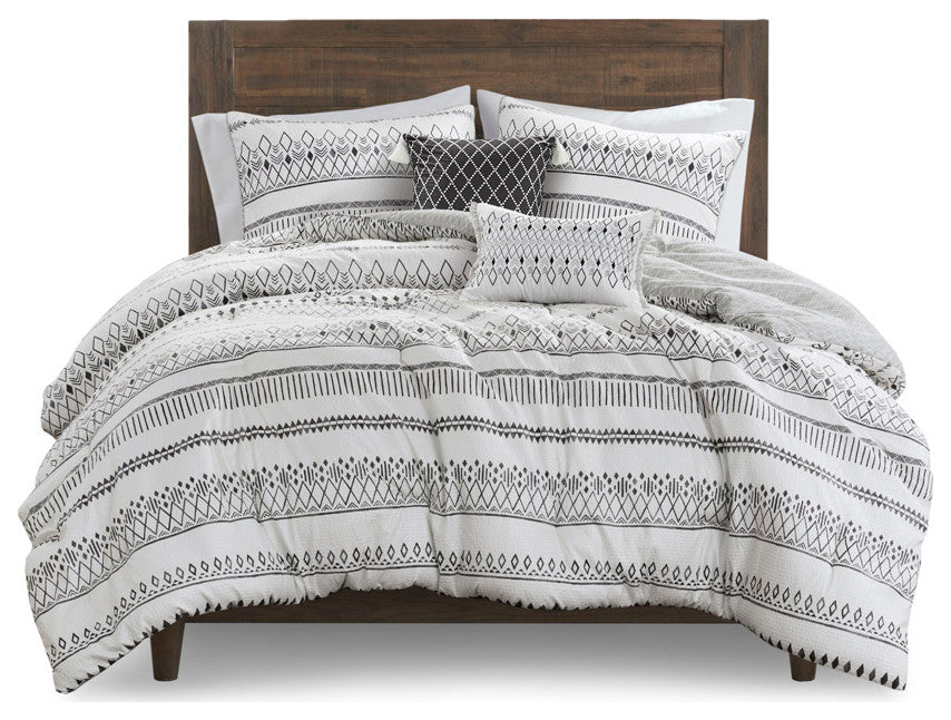 Madison Park Fraser 5 Piece Printed Seersucker Comforter Set With Throw Pillows