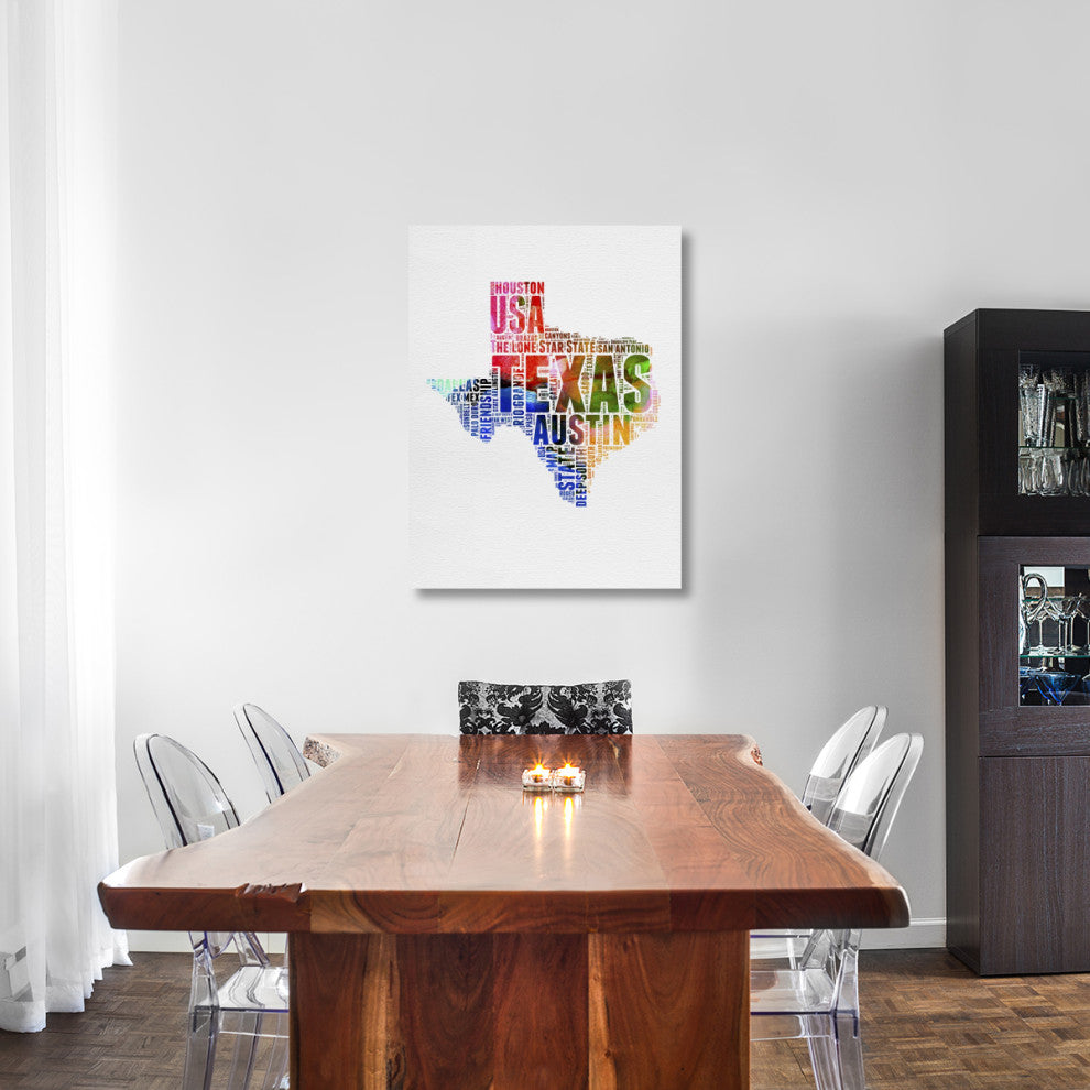 "Texas Watercolor Word Cloud" Fine Art Print