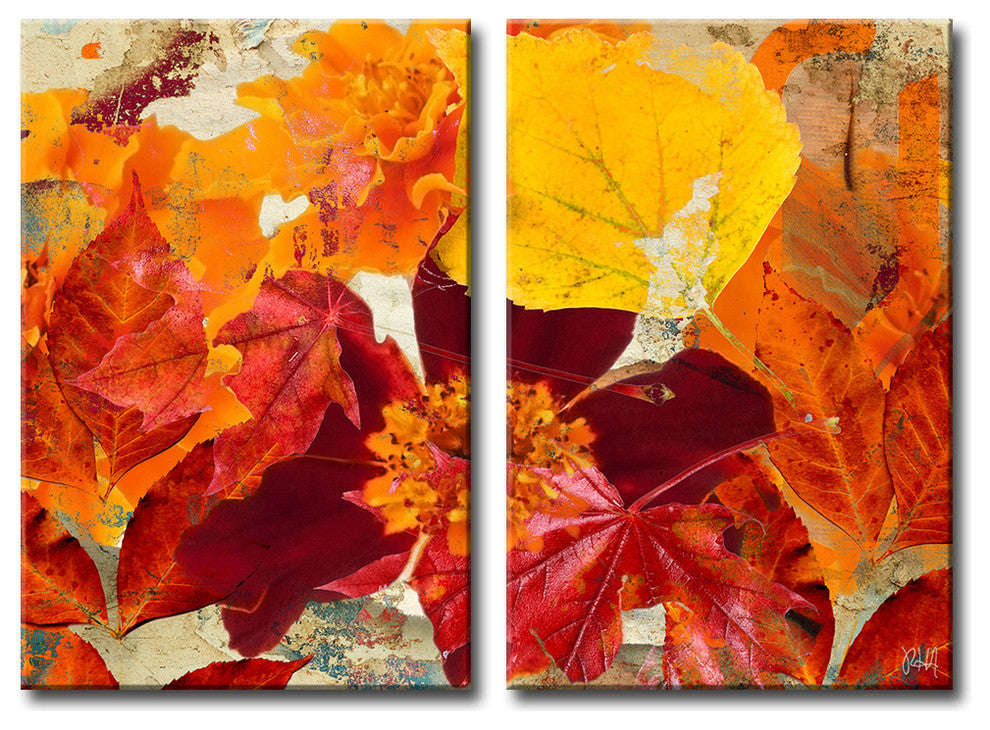 Fall Ink XII, Canvas Wall Art 2-Piece Canvas Art Set, 20"