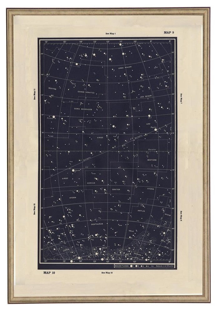 Navy Constellation Map 9, Silver Shadowbox