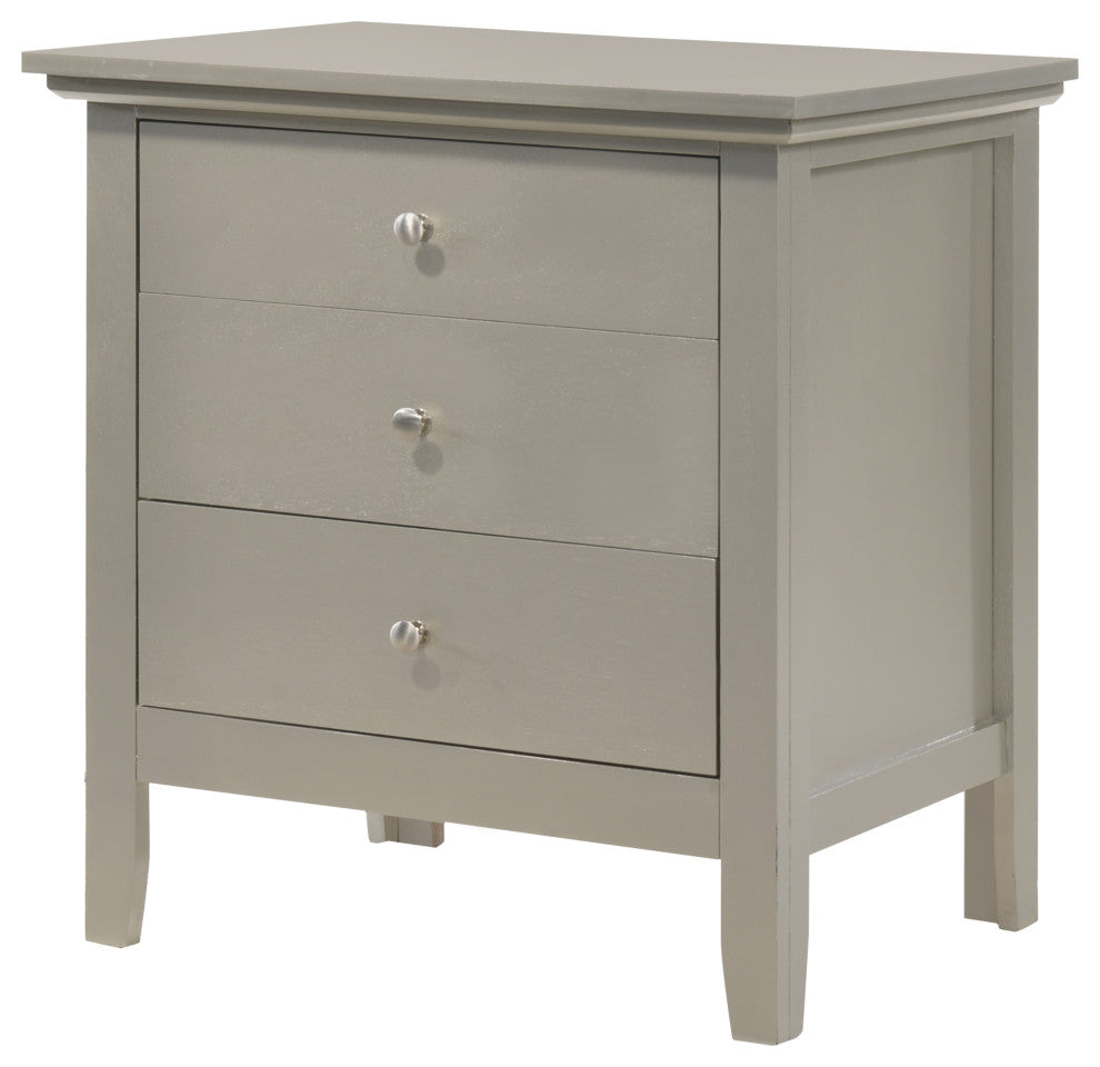 Whitley 3-Drawer Nightstand, Silver Champagne