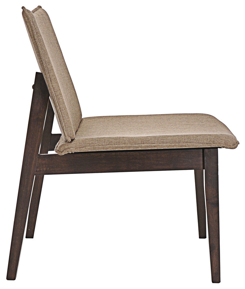 Modern Urban Contemporary Lounge Chair, Brown Wood Fabric