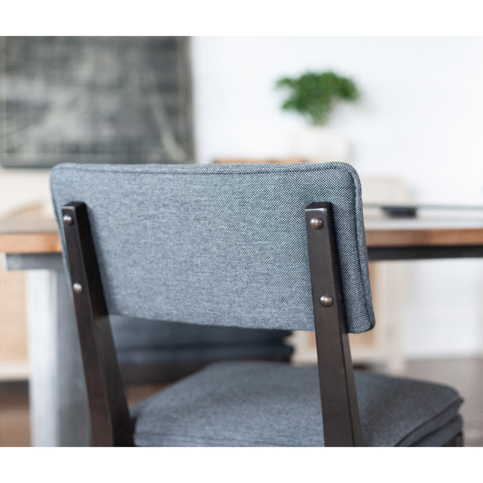 East at Main Solid Wood Upholstered Dining Chairs, Set of 2, Gray