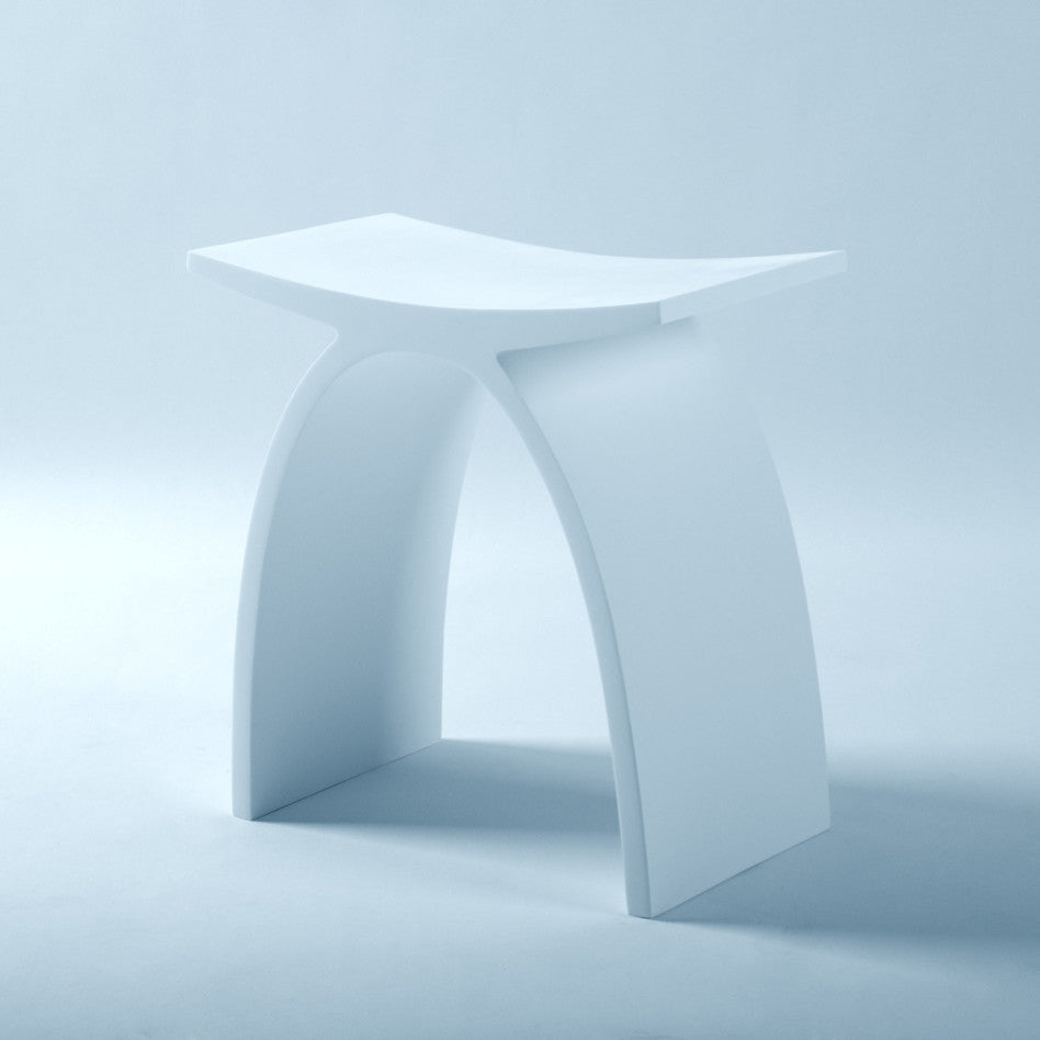 ADM Curved Bath Stool, White, 17", Glossy White