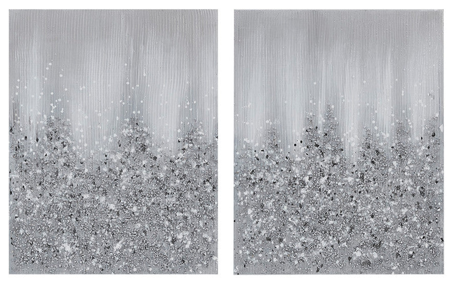 Madison Park Glimmer Hand Brush Embellished Canvas, 2-Piece Set, Silver
