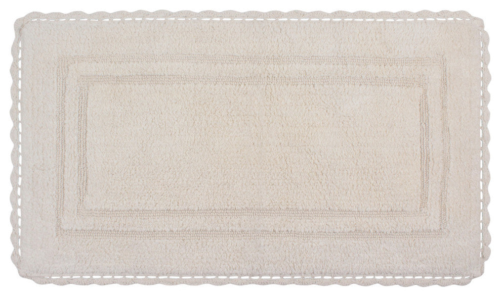 Casual Elegance Reversible Bath Rugs Set, 24x40 Rectangle, Ivory