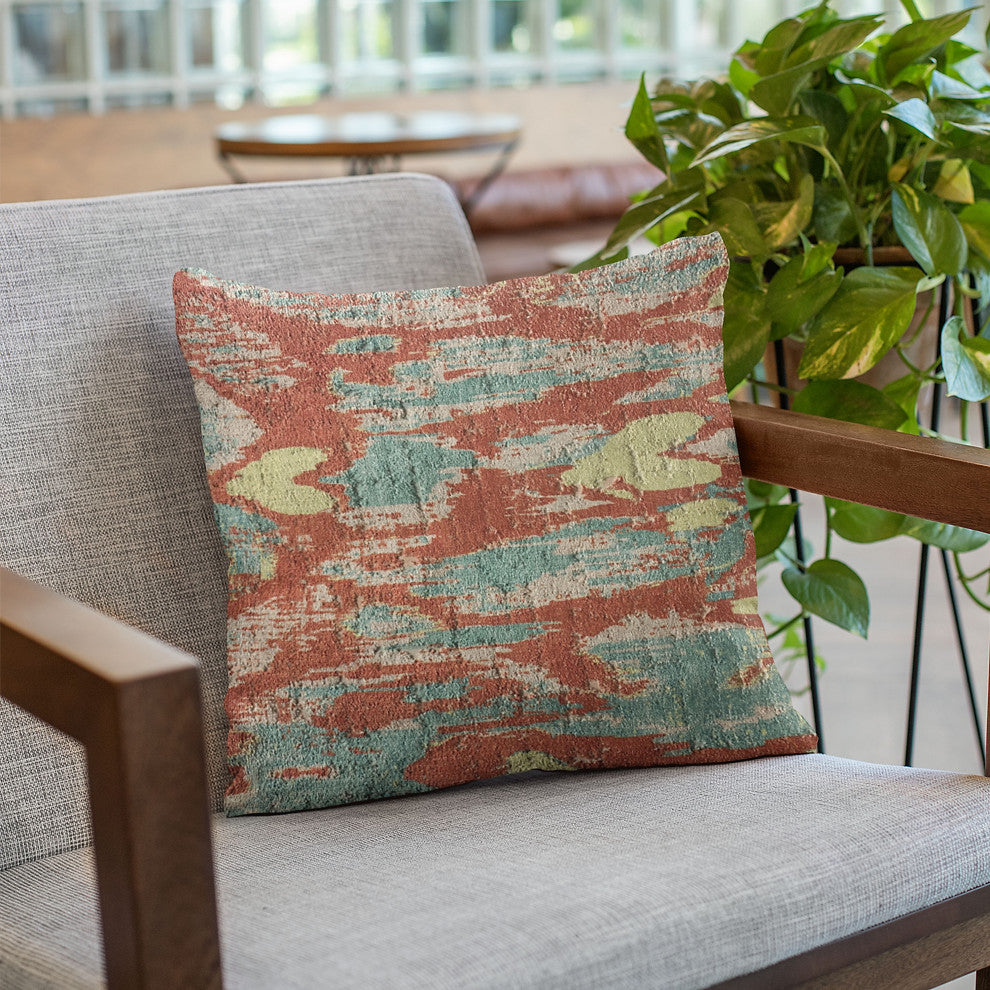 Plutus Multi-Color Velvet iKat Luxury Throw Pillow, 24"x24"