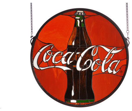 Meyda Lighting 21"W X 21"H Coca-Cola Button Stained Glass Window