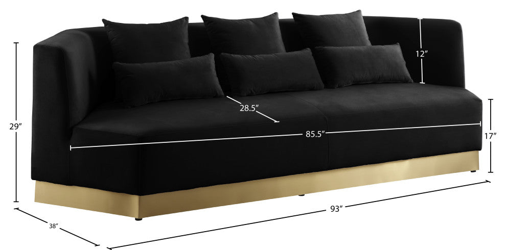 Marquis Velvet Upholstered Set, Black, Sofa