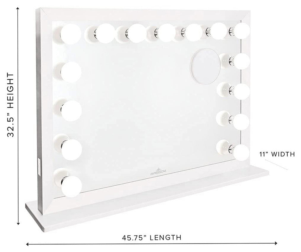 Starlight Pro Vanity Mirror with Magnifying Glass, White, Non-Bluetooth